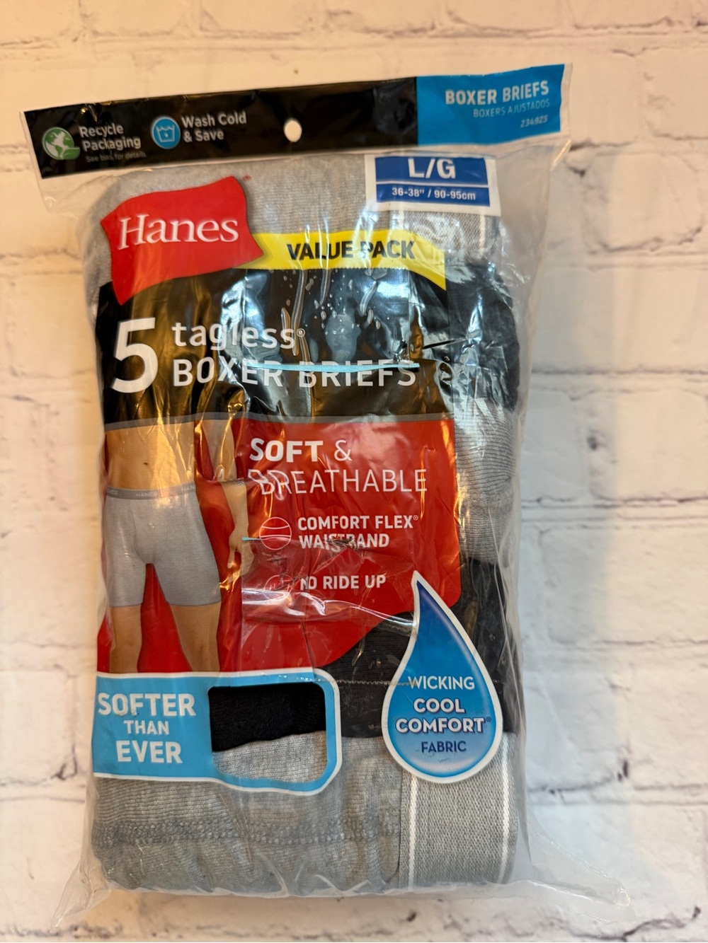 Hanes ✨ Men's Boxer Briefs Large Gray & Black NWT Unopened Package